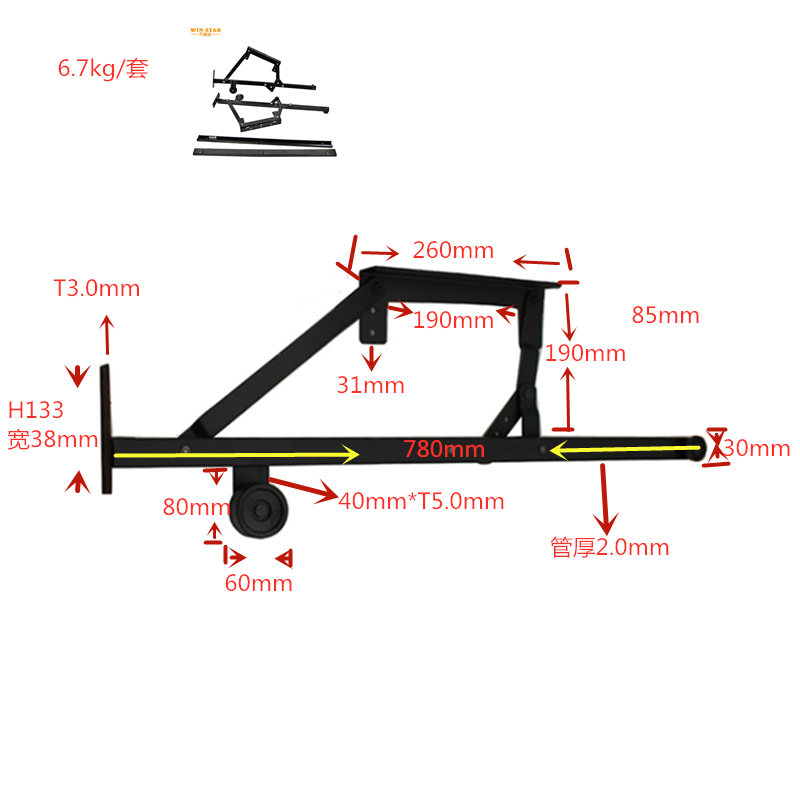 Heavy-duty 6.9kg sofa bed hinge accessory with black finish