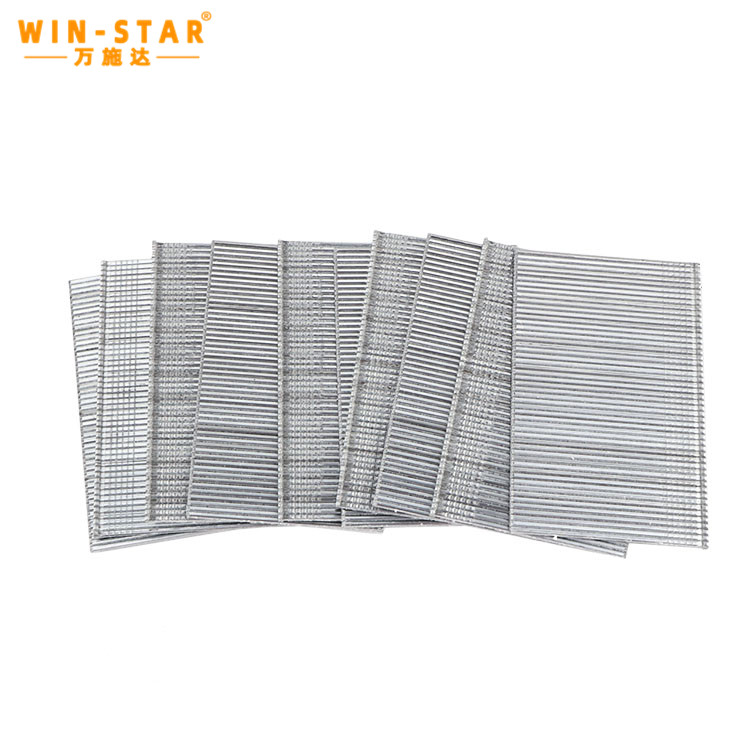 Galvanized T50 Staple Nails Close-up view of 16 gauge straight finish nailers compatibility