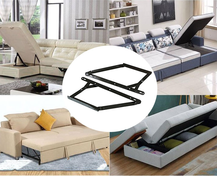 hinges Fully assembled folding sofa bed utilizing the ZD-I012 metal mechanism for smooth conversion