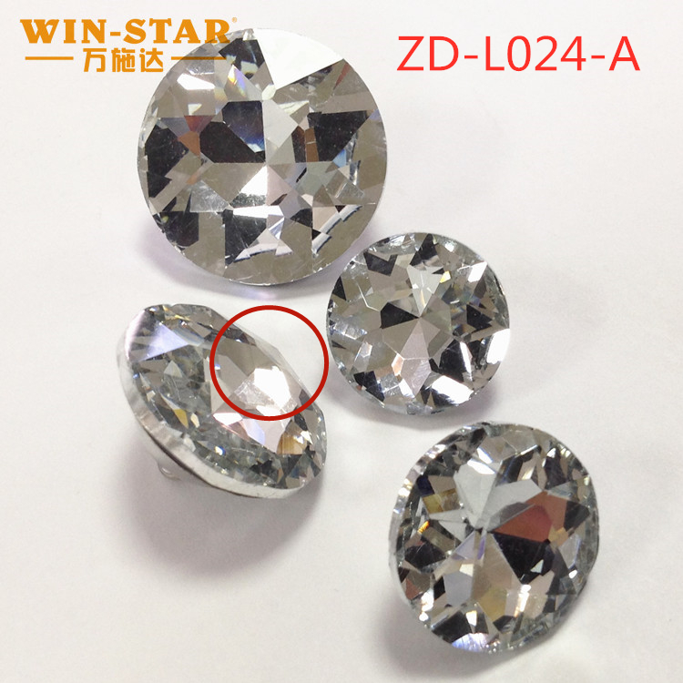 Upholstery buttons (8) Clear crystal glass upholstery buttons with anti-rust iron base for premium sofa manufacturing