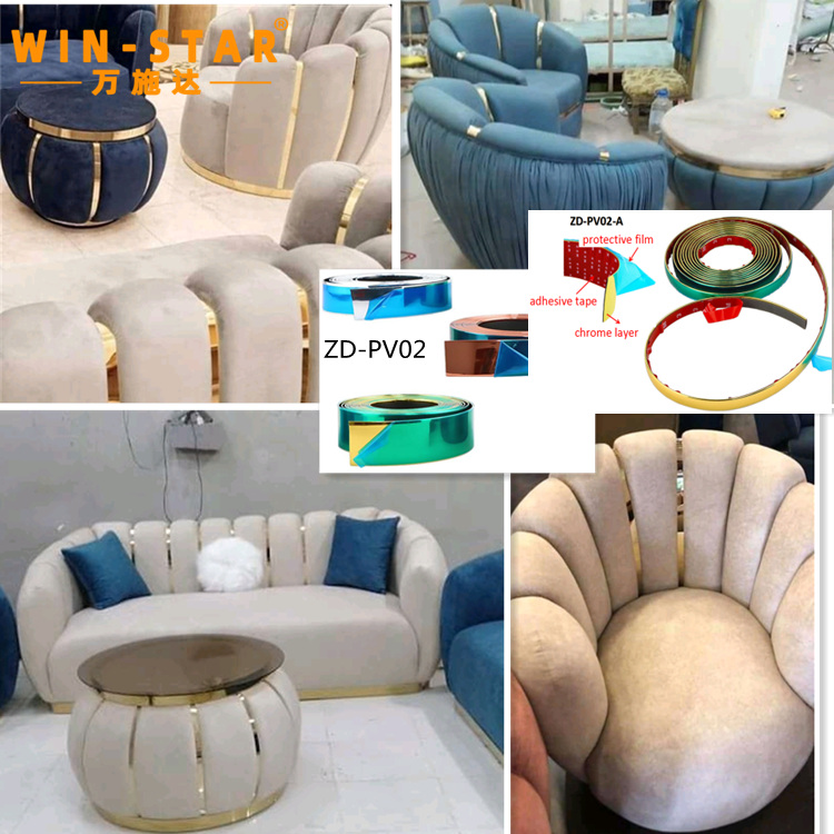 Application of PVC furniture decoration strip on sofa edges Application of PVC furniture decoration strip on sofa edges