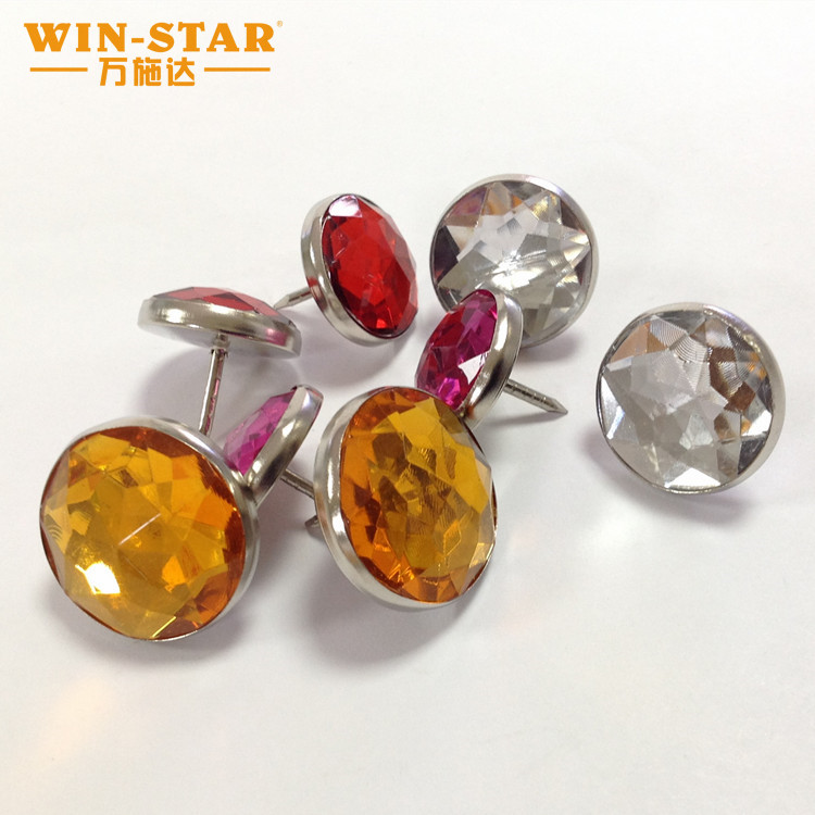 Premium transparent acrylic sofa decorative button detail view