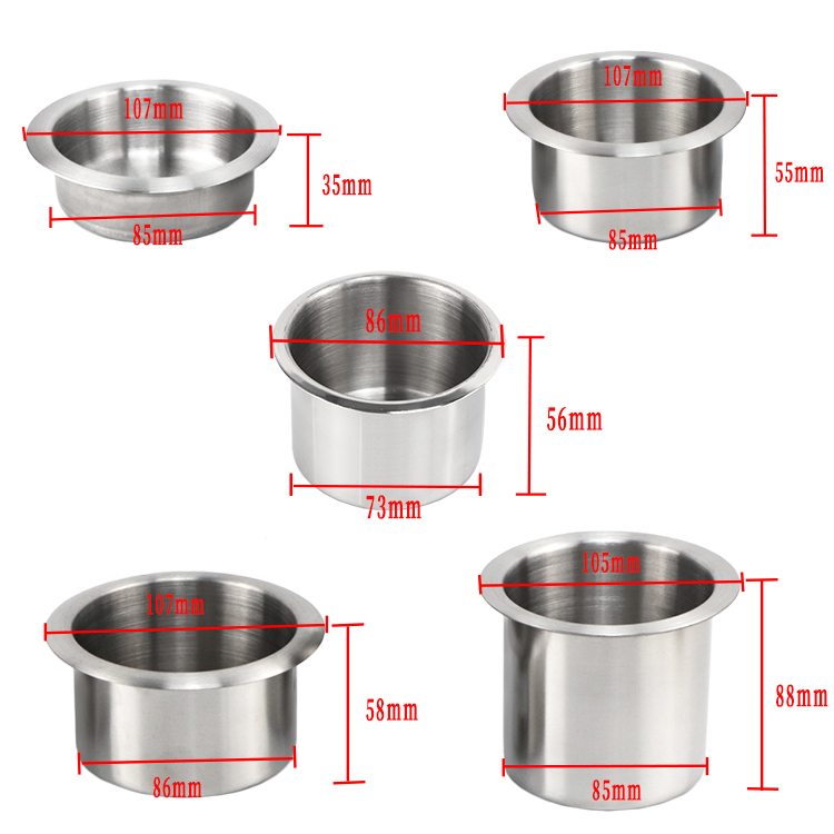IMG_10821 Premium 304 stainless steel drop-in cup holder for poker tables and luxury sofas, showing smooth silver finish
