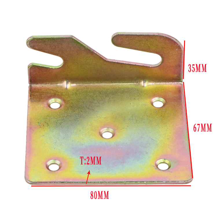 Bed joint connector (10) Heavy-duty iron furniture metal connector showcasing 50x80mm dimensions for secure bed joints