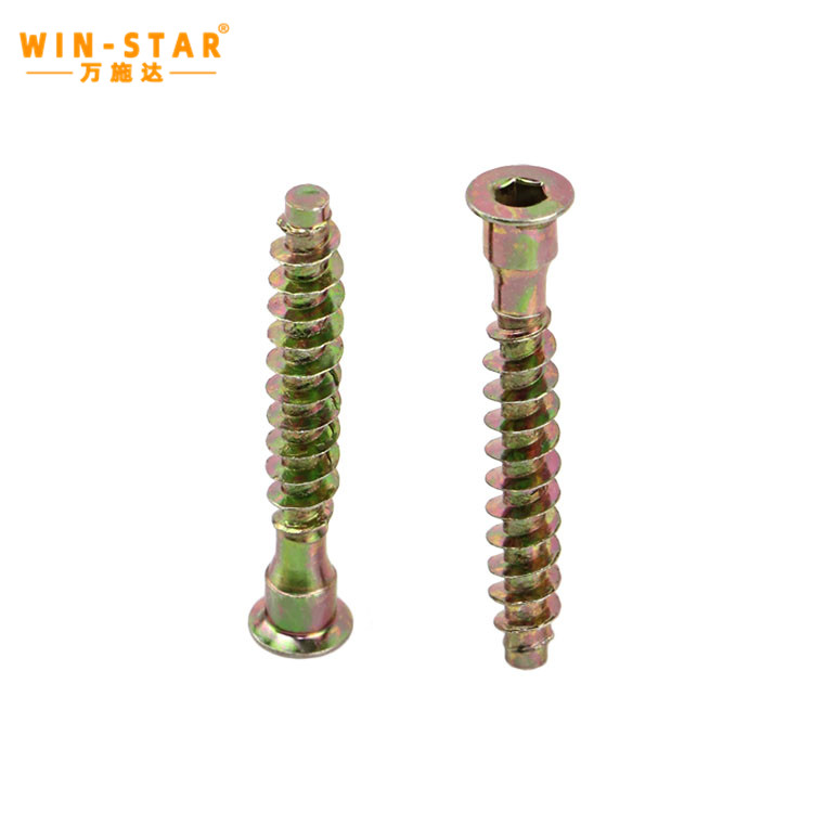 Carbon steel confirmat screw showing deep threads for MDF Carbon steel confirmat screw showing deep threads for MDF
