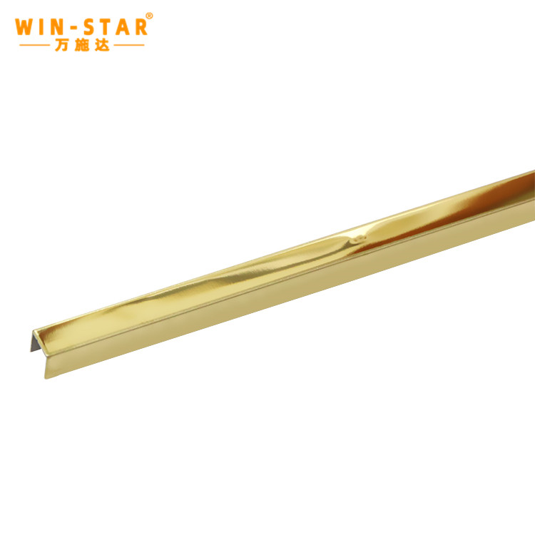 ZD-S002 U tile strip (8) Detailed side profile of the stainless steel decoration strip demonstrating structural precision