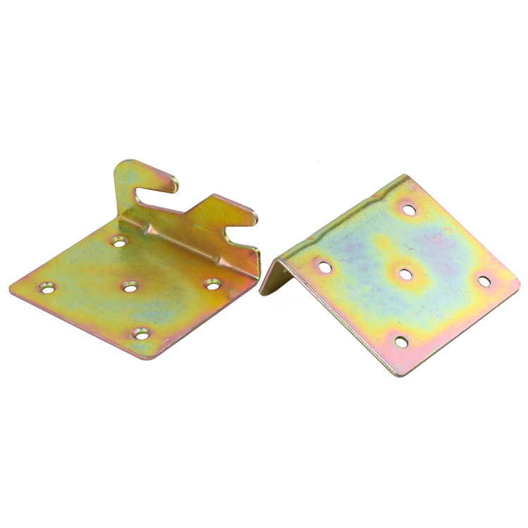 Bed joint connector (4) Iron furniture metal connector demonstrating secure attachment capabilities for wooden boards