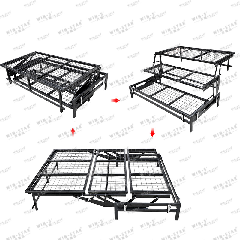  WINSTAR Folding Bed Strong Frame Portable Bed with Wheels Office Metal Modern Bed