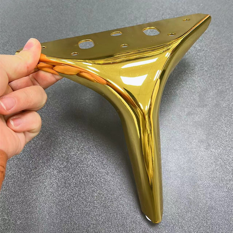 Cheap price furniture parts metal L shape golden sofa leg for bed