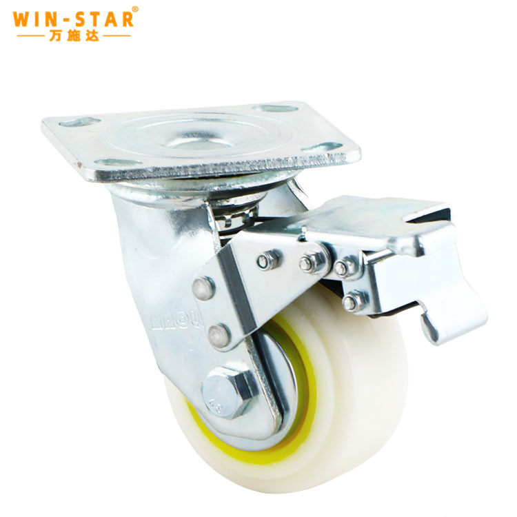  Heavy Duty Plate Caster Soft Rubber Swivel Industrial Caster for Trolley