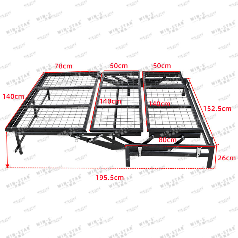  WINSTAR Folding Bed Strong Frame Portable Bed with Wheels Office Metal Modern Bed