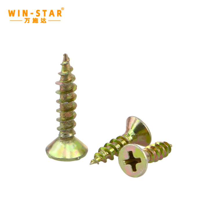 Self Tapping Yellow Zinc Polish Phillips Flat Countersunk CSK Head Chipboard Screws For Wood chipboard screw
