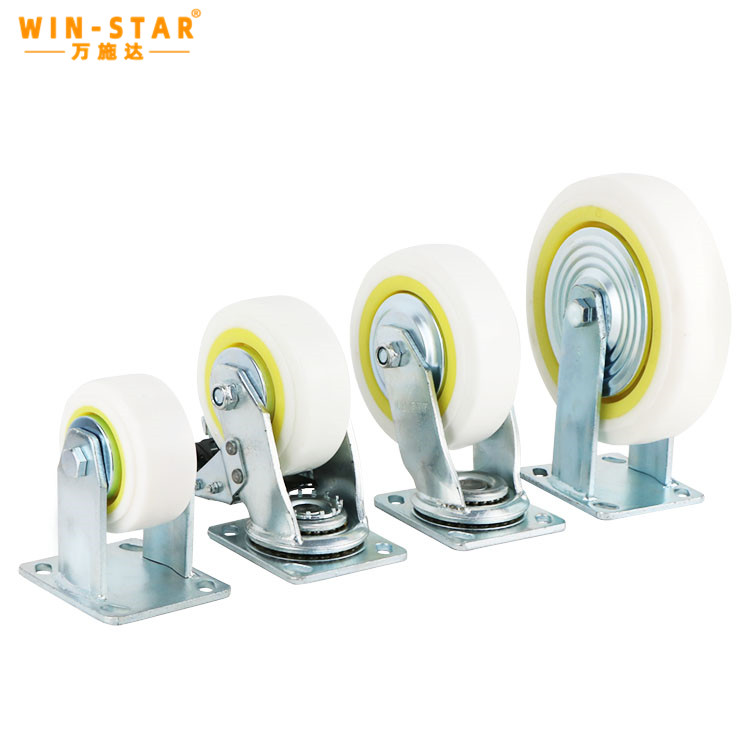  Heavy Duty Plate Caster Soft Rubber Swivel Industrial Caster for Trolley