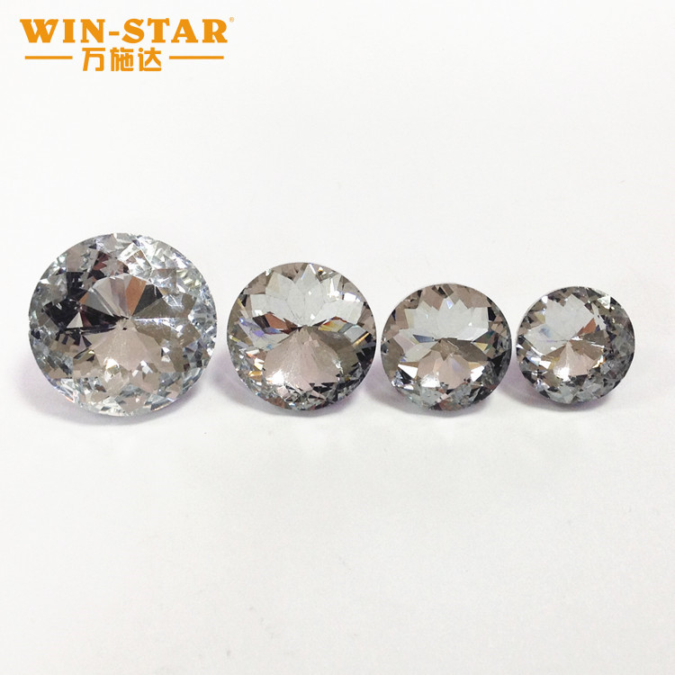 Crystal Buttons Transparent Glass Round Shank Chrome Upholstery Button for Sofa