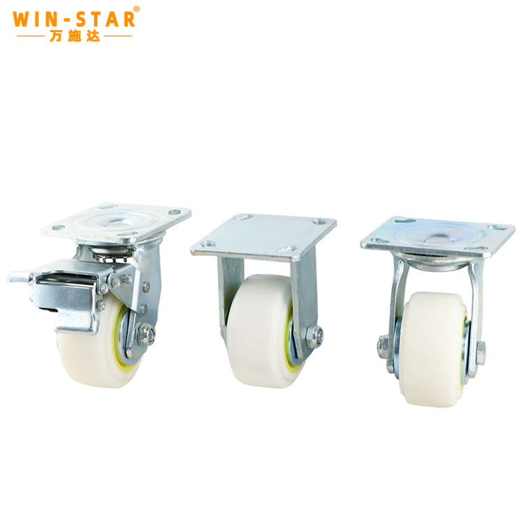  Heavy Duty Plate Caster Soft Rubber Swivel Industrial Caster for Trolley