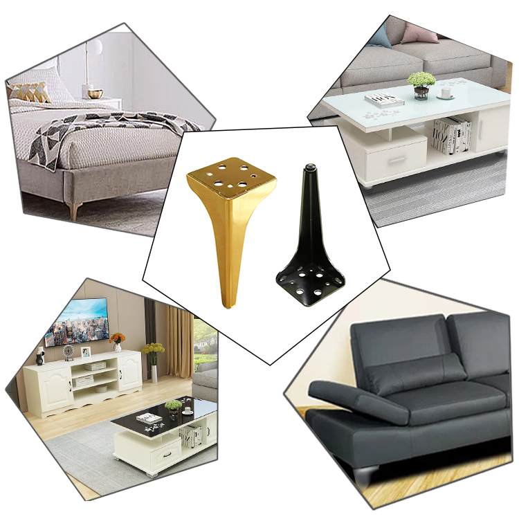 Gold Luxury Design Furniture Triangle Iron Corner Table Legs Metal Sofa Leg
