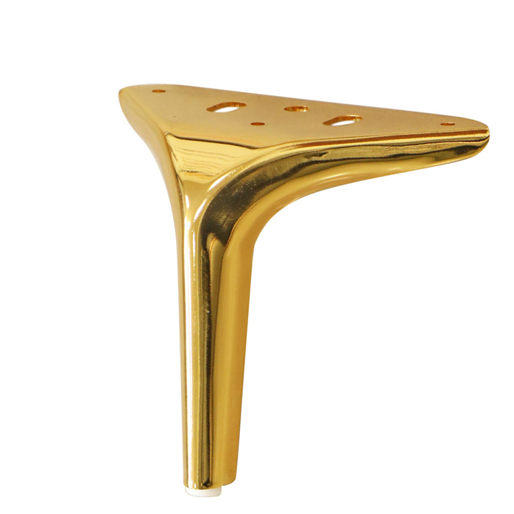 Cheap price furniture parts metal L shape golden sofa leg for bed