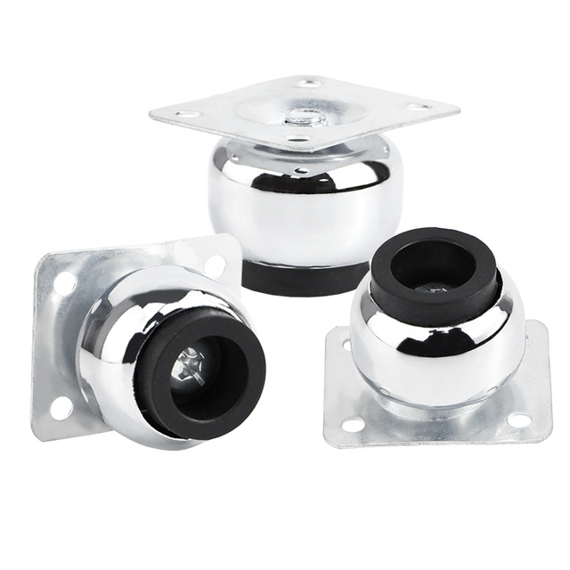 Mini Style Furniture Chrome Plate Iron Table Legs Sofa Cabinet Legs With Black Rubber 