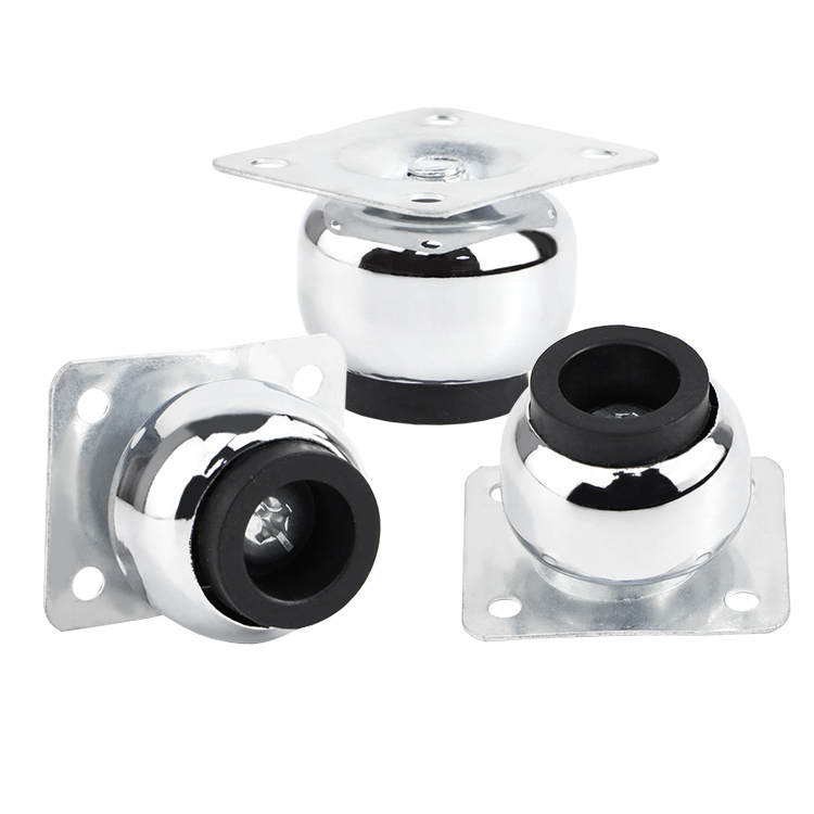 Mini Style Furniture Chrome Plate Iron Table Legs Sofa Cabinet Legs With Black Rubber 