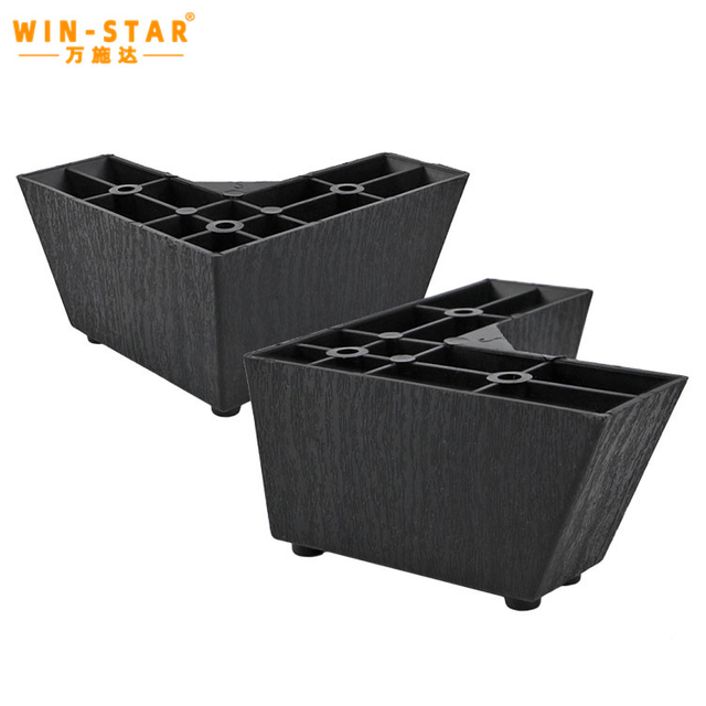 What processes can be used to achieve plastic furniture legs with wood grain texture imitation?