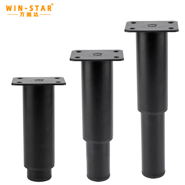Adjustable Furniture Table Metal Black Legs 38MM Tube Chair Metal Sofa Legs 