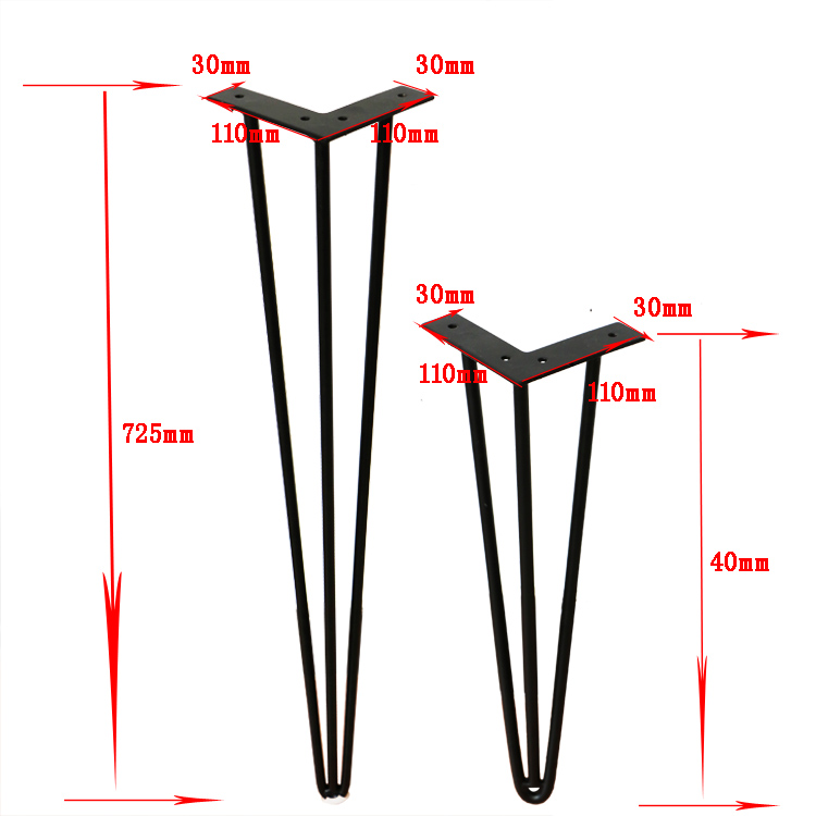 Furniture Accessory 150mm Black Triangle Hairpin Dining Chair Sofa Bed Legs