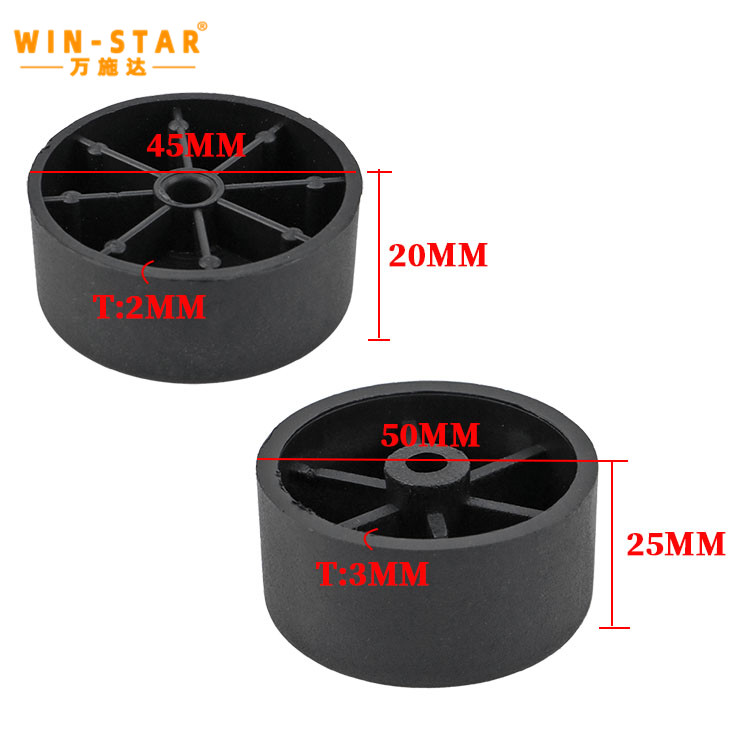 20mm Height Wholesale New Design Black Furniture Feet Plastic Sofa Legs With Custom Logo