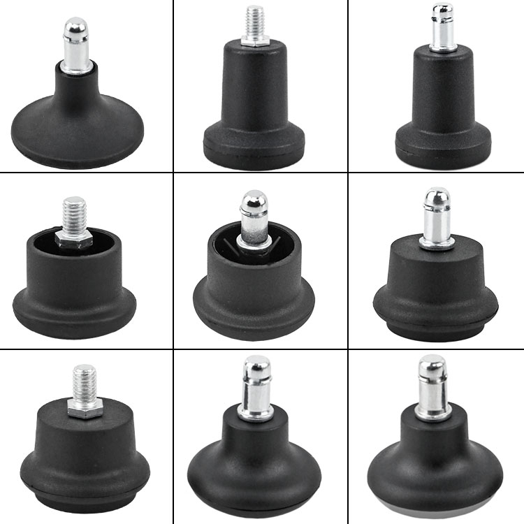  Black Plastic Chair Legs for Office Chair Furniture Leveling Glides with Plate Mounting PP