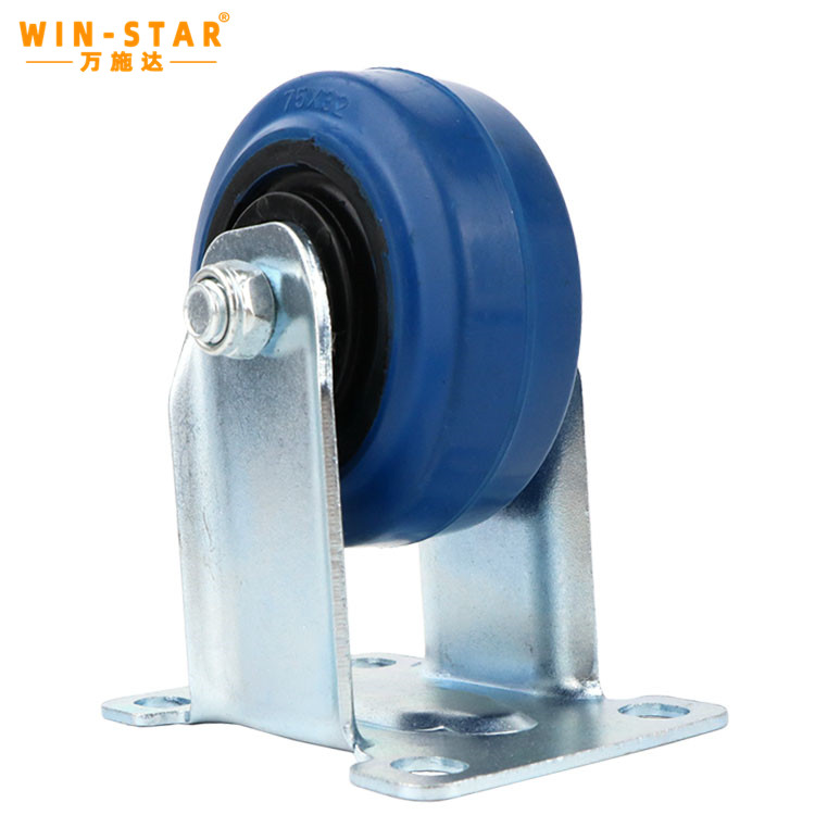 Low Noise Industrial Cart Steel Castor Wheel 3/4/5Inch Soft Rubber Caster Wheel
