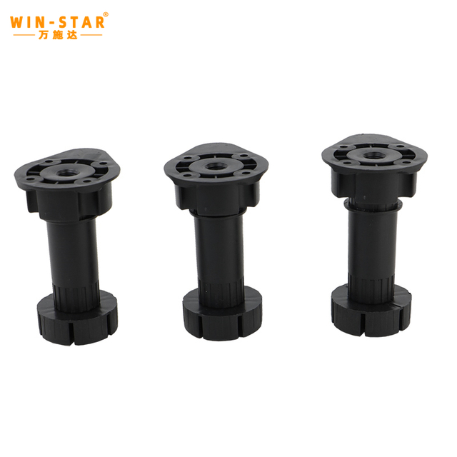 Meubelpoten Verstelbare kunststof bankkast Zwarte poten Vierkante poot 