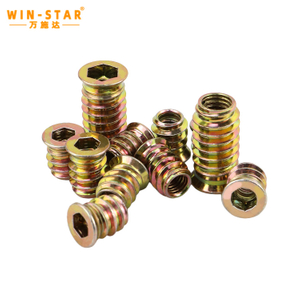  M6 M8 Carbon Steel Thread Furniture Nuts Zinc Plated Hex Drive Inserts Nuts