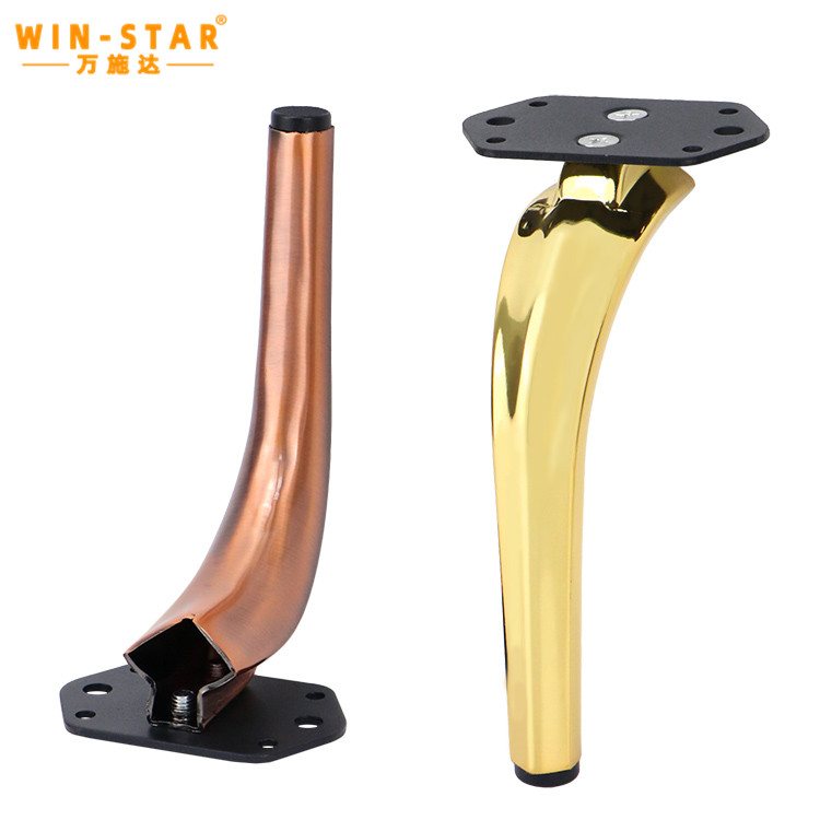 Black and gold iron furniture leg side profile