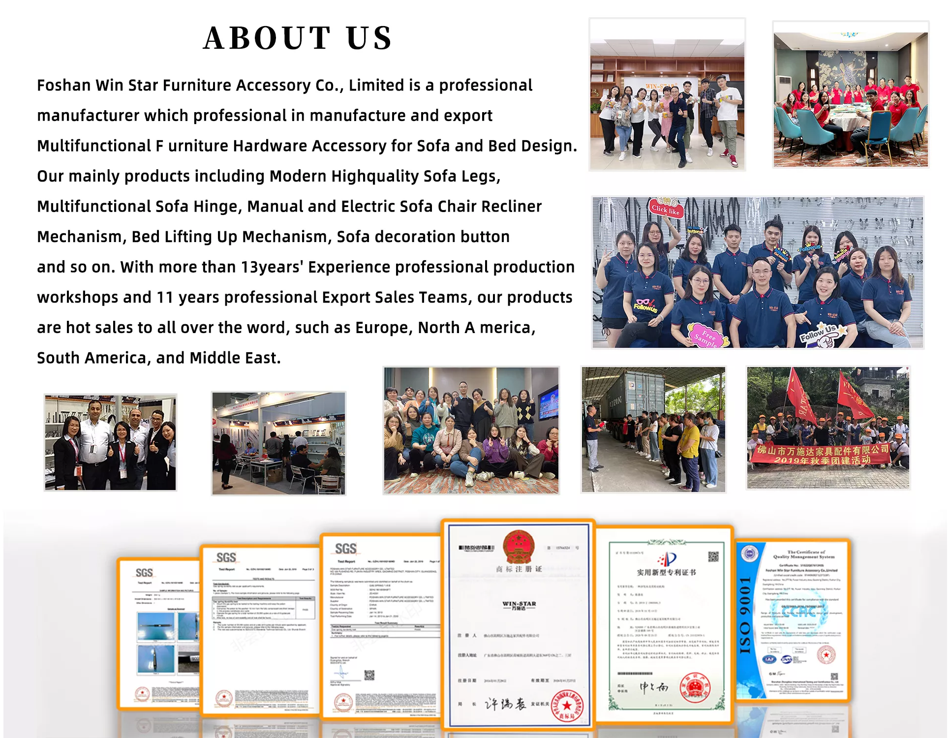 Detailed view of spherical metal sofa legs in production