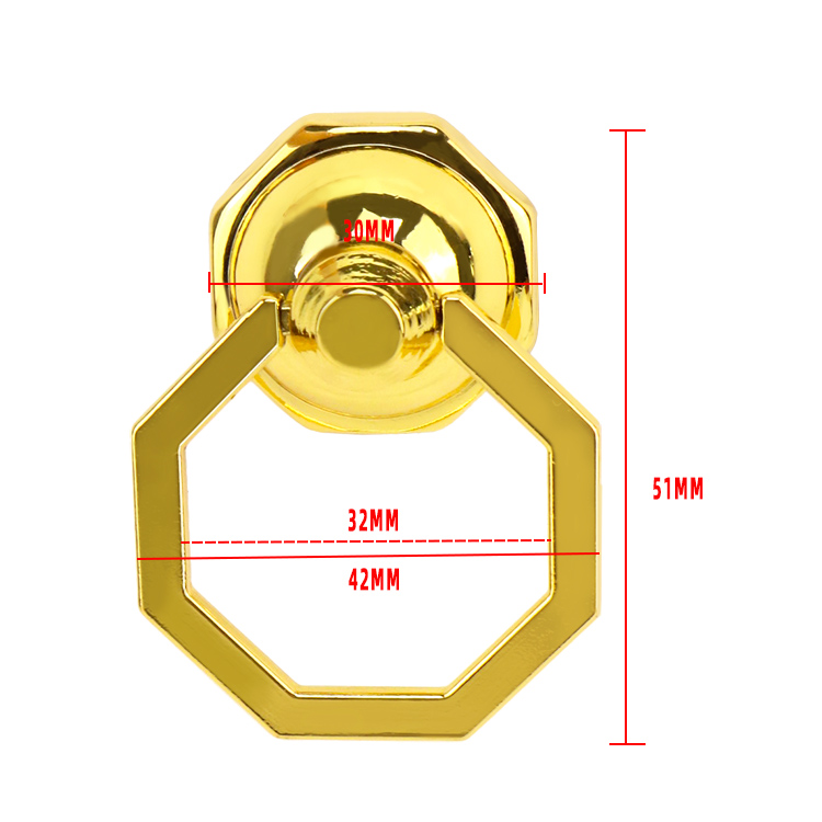 Glossy gold hexagonal furniture button showcasing modern geometric design for luxury cabinets