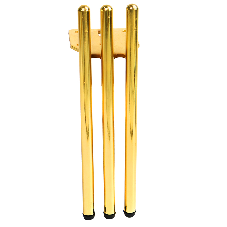 Profile view of the sturdy 3-rod metal coffee table leg