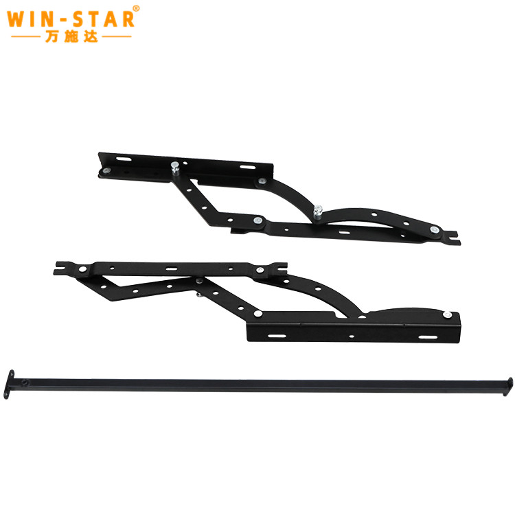Black surface treated adjustable bed hinge support racks