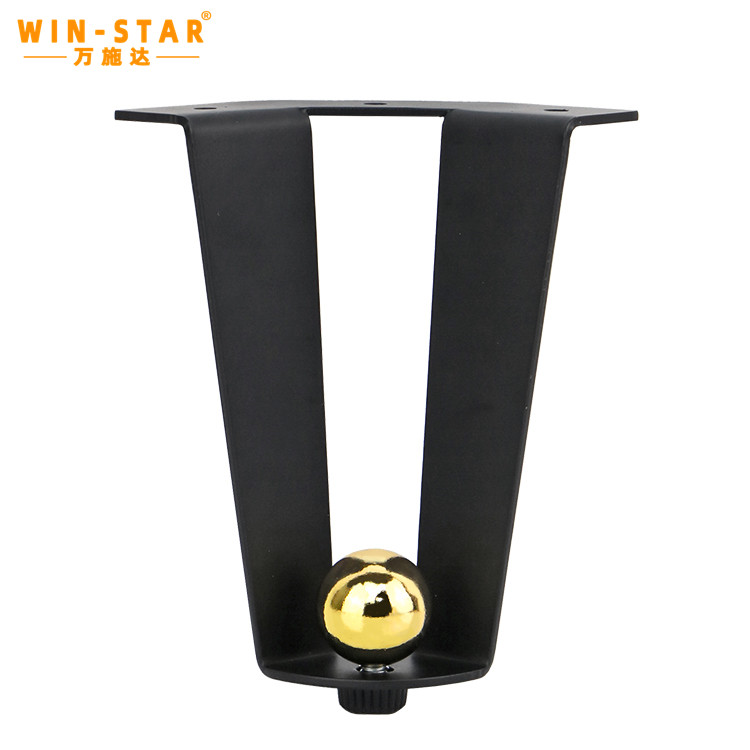 Base of metal sofa leg featuring wear-resistant floor protection pad