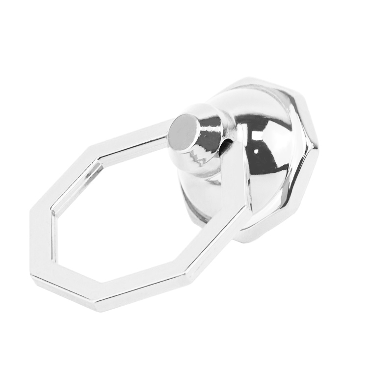 Side profile of solid metal hexagonal pull highlighting the 51mm height and premium electroplated finish