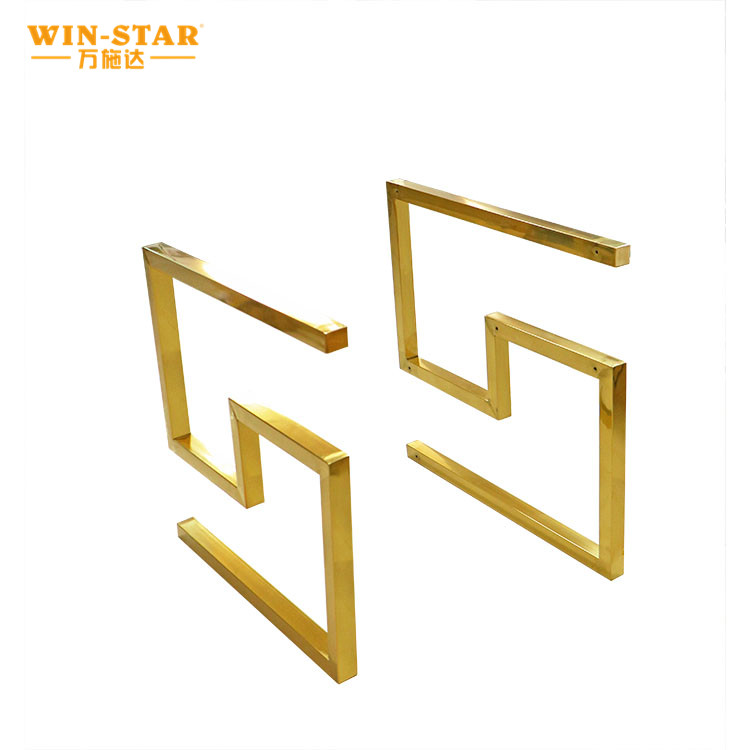 Complete luxury gold metal S-shape sofa chair frame ready for commercial furniture assembly