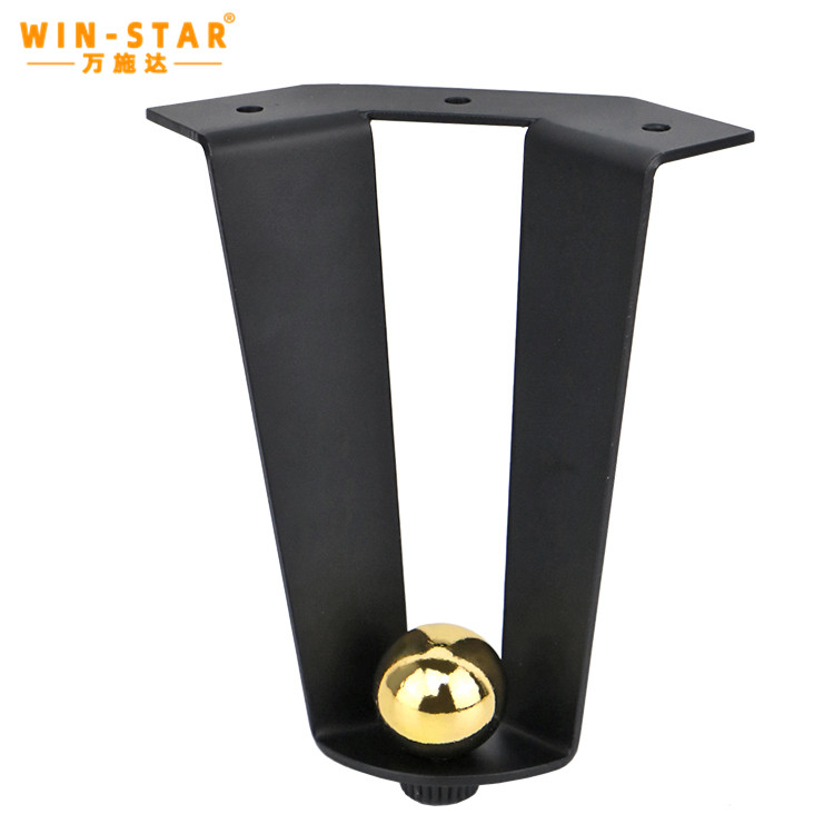 Electroplated finish on black and gold metal furniture leg