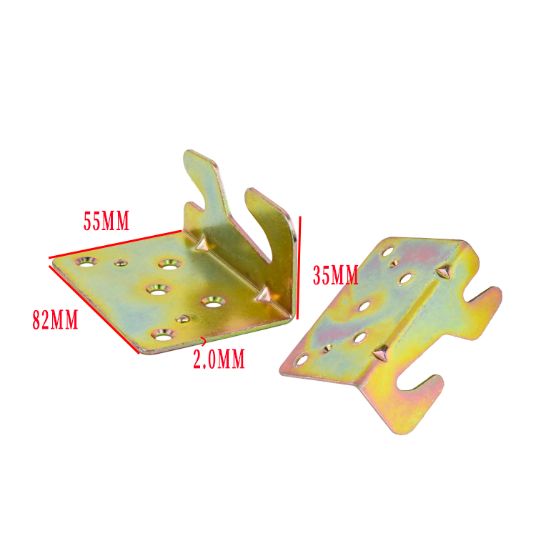 Iron furniture metal connector front view for bed frame assembly