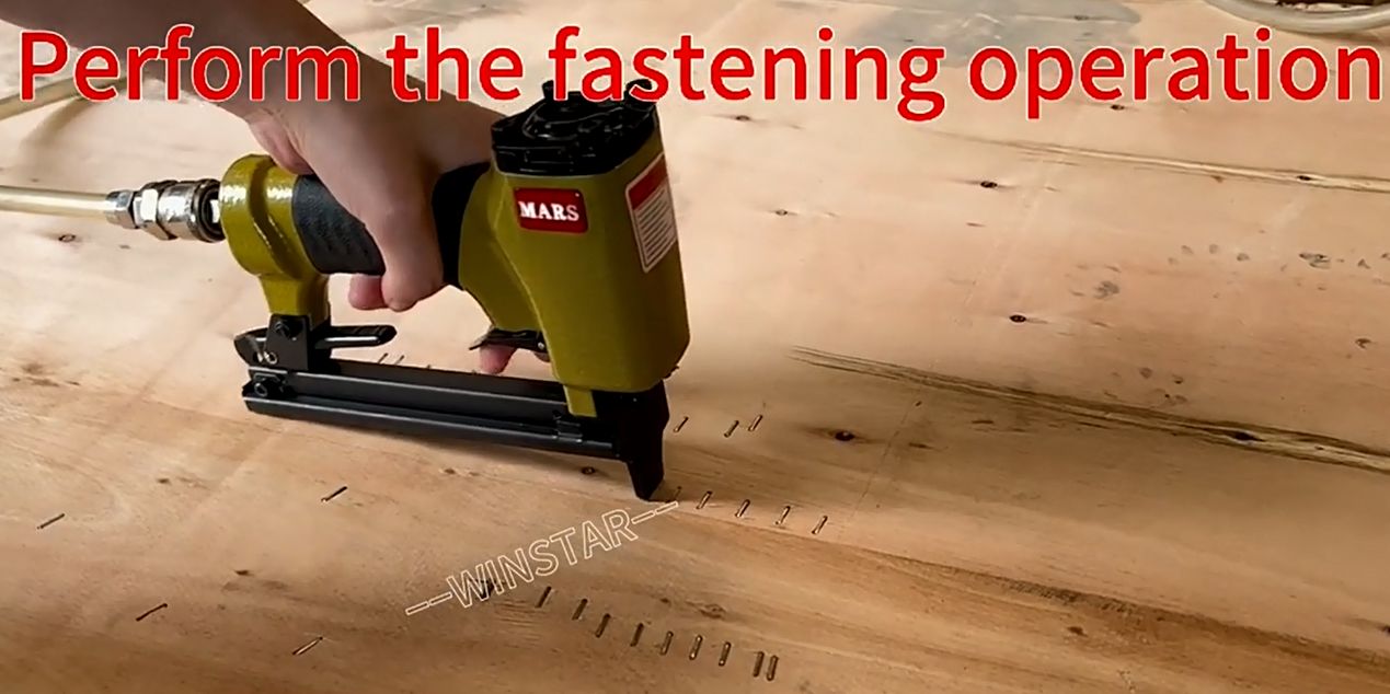 Durable 1013J furniture iron nails securing a wooden frame structure