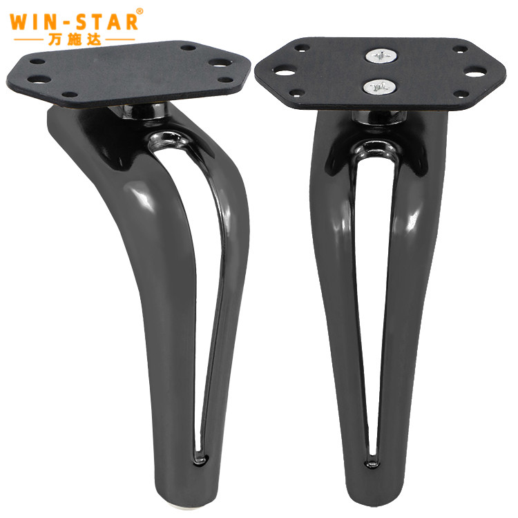 Black metal sofa leg ZD-N388-B detail view