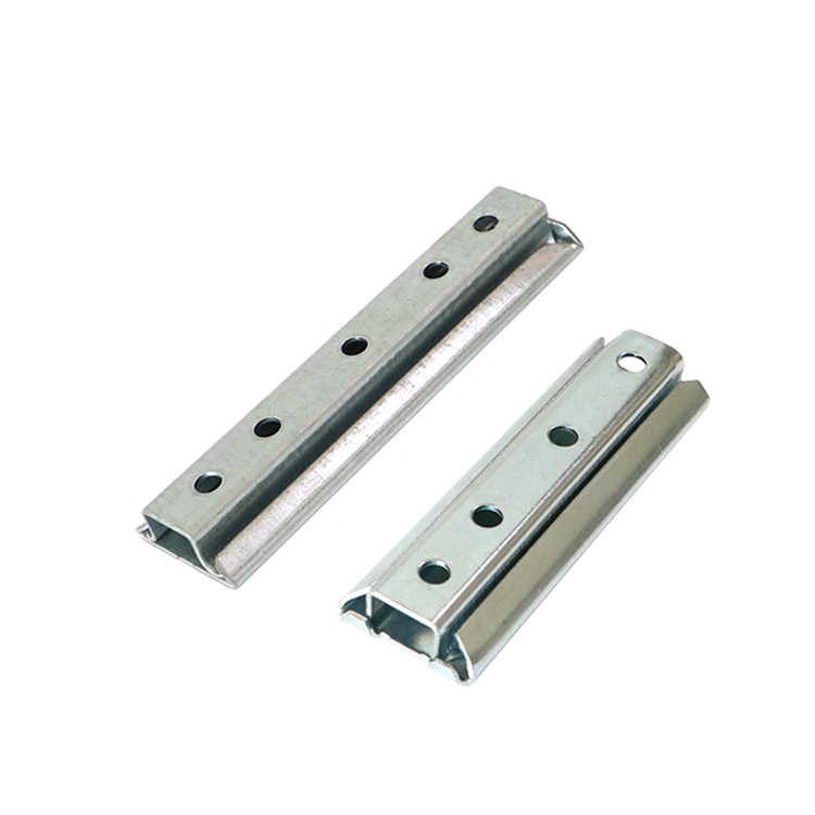 Interlocking metal sofa connector hardware showing galvanized surface treatment