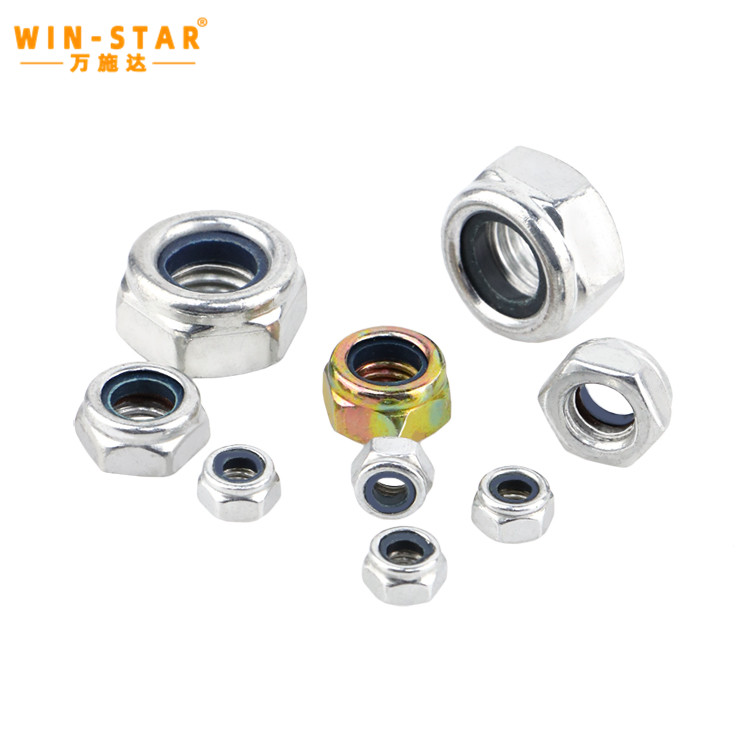 Hex nylon insert lock nuts DIN985 front view